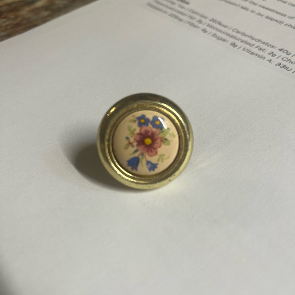 Vintage Floral brass drawer knobs